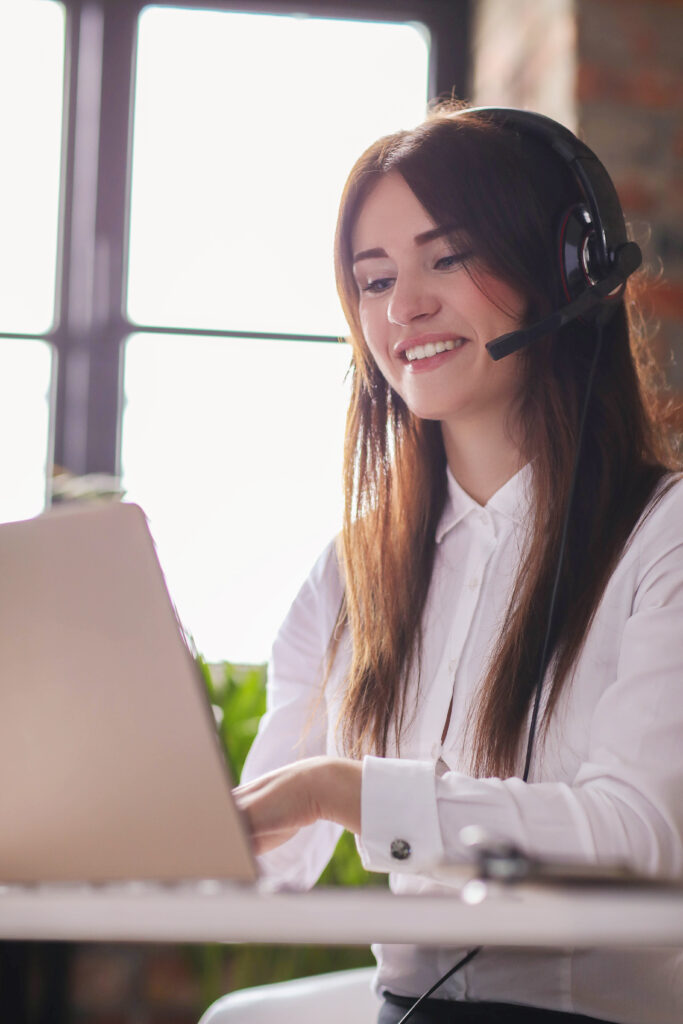 portrait woman customer service worker