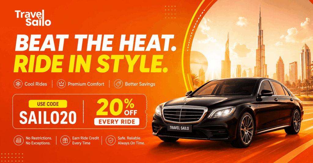 SAILO20 limo promo code Dubai 20% off every ride Travel Sailo